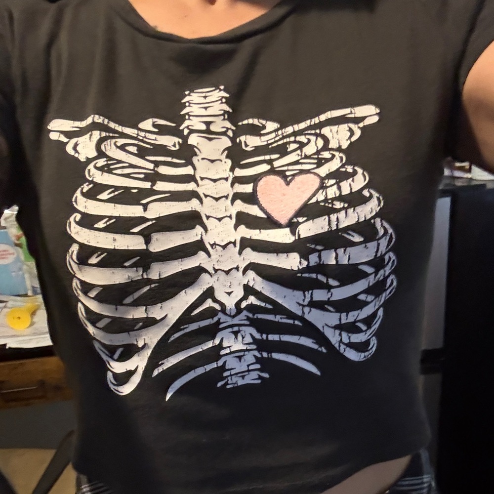Source Unknown Black Skeleton Ribcage Kids Tee